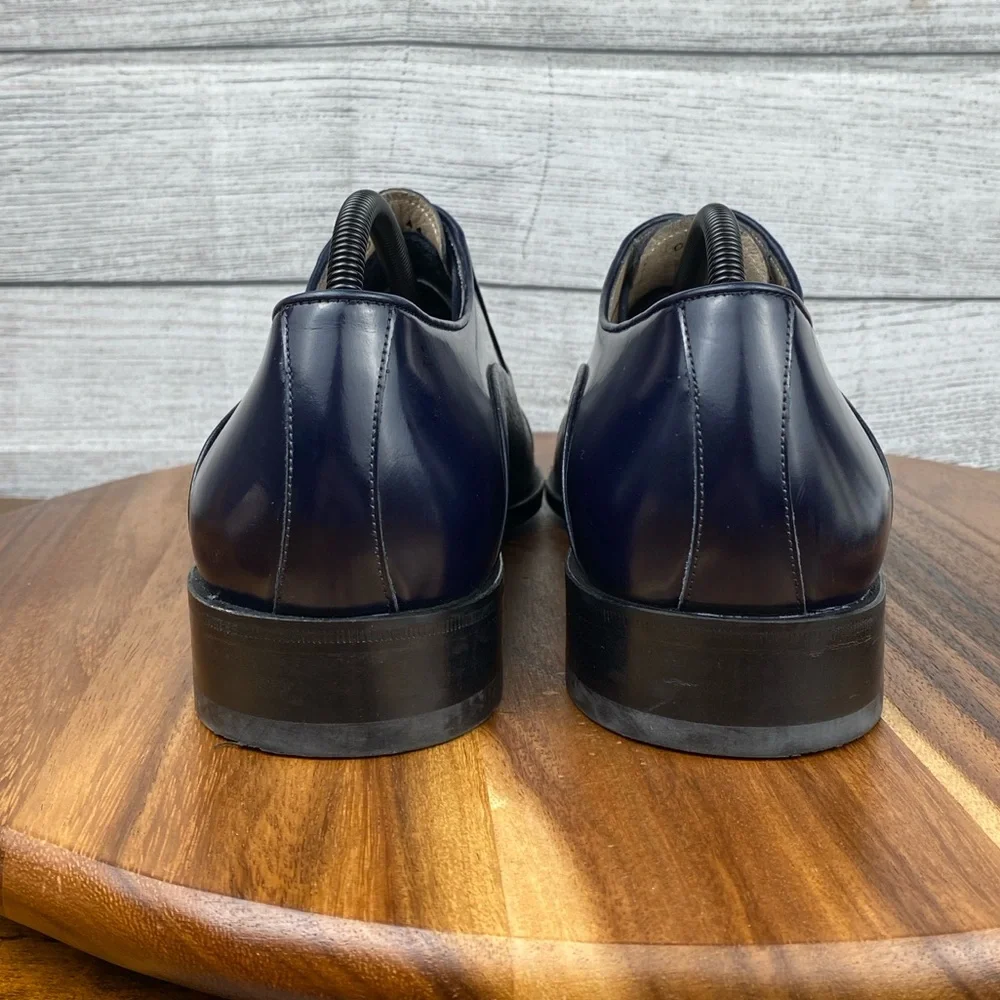 Pelle Line Bryan Cap Toe Deer Skin Navy Leather Oxford Men’s Size 11 EU 44